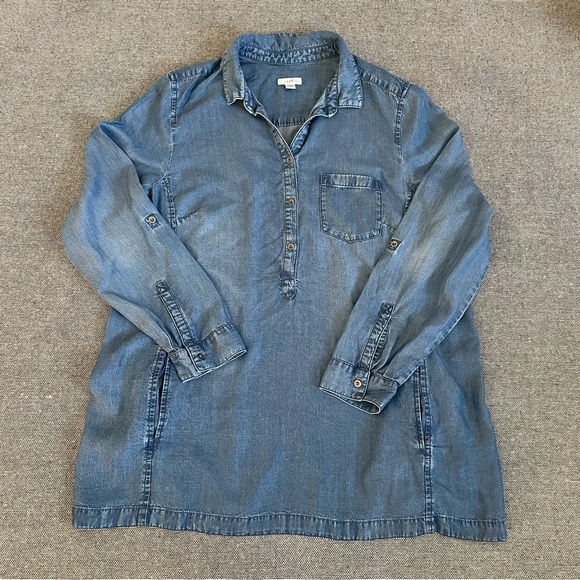 J. Jill Tops - J. Jill Denim Half Button-Front Casual Shirt - Blue